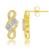Sterling Silver "Us2gether" Gold-Plated Two-Stone CZ Earrings